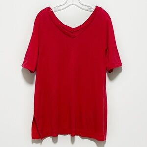 J.Jill Relaxed 100% Pima Cotton Double-V Short Sleeve comfortable knit Tunic Top